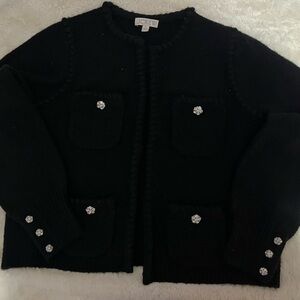 J.Crew Black and Cream Knit Sweater